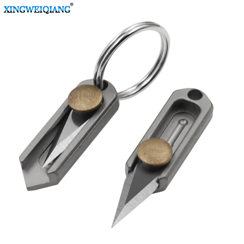 1PC Multi Knife Pure Titanium Alloy Mini Pocket Folding Knife  Keychain Pendant Unpacking Sharp Demolition Express Letter Opener