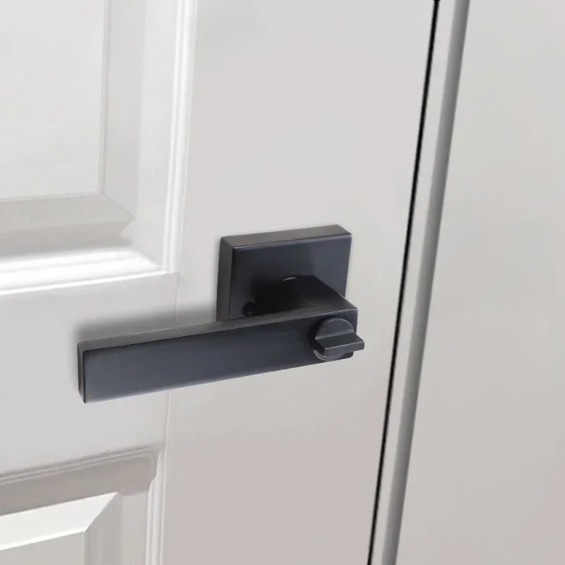 Modern Simple Aluminum Alloy Three-rod Handle Lock Bedroom Bathroom Square Door Handle Lock