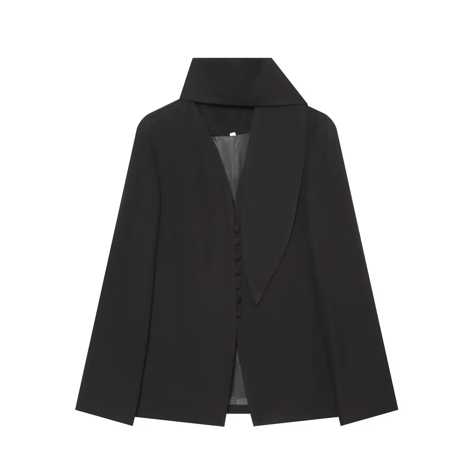 BSAY Damen Eleganter Blazer mit Schal-Reverskragen, Einreihig, Verdeckte Knöpfe, Lange Ärmel, Einfarbig, Business-Casual-Anzugjacke – Detail 3