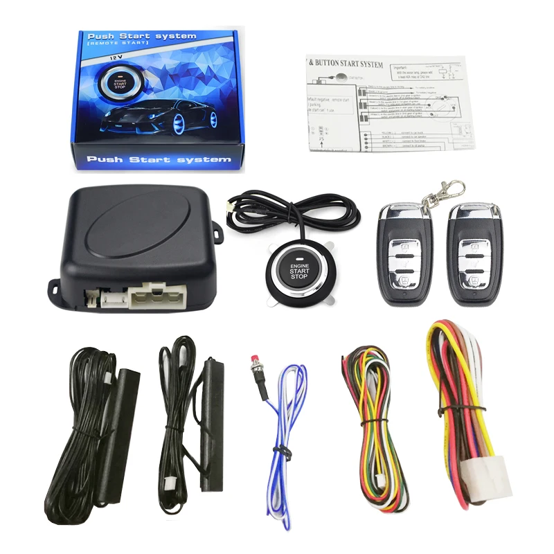 12V Auto Car Keyless Entry Start System One Start Stop Engine Push Button Vehicle Alarm PKE Remote Auto Start dropshiping