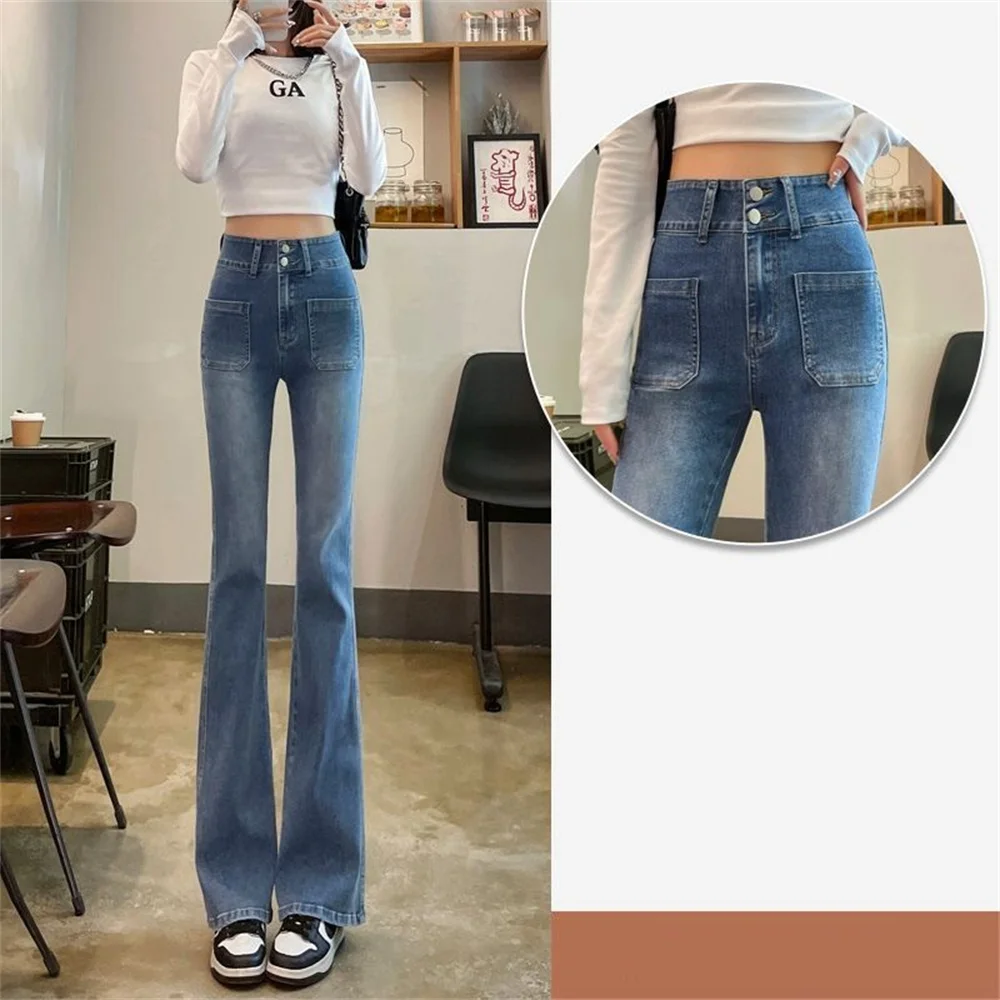 

Flare Jeans Low Waist Loose Comfortable Jeans For Women Pants 2022 Elastic Fashion Boyfriend Style Denim Pant Trousers