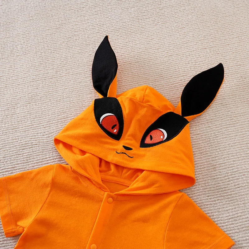 One-Piece Cotton Summer short sleeves Baby Bodysuit,Cute Fox cartoon animal Cosplay Anime Costume,0-18 months Casual Jumpsuit