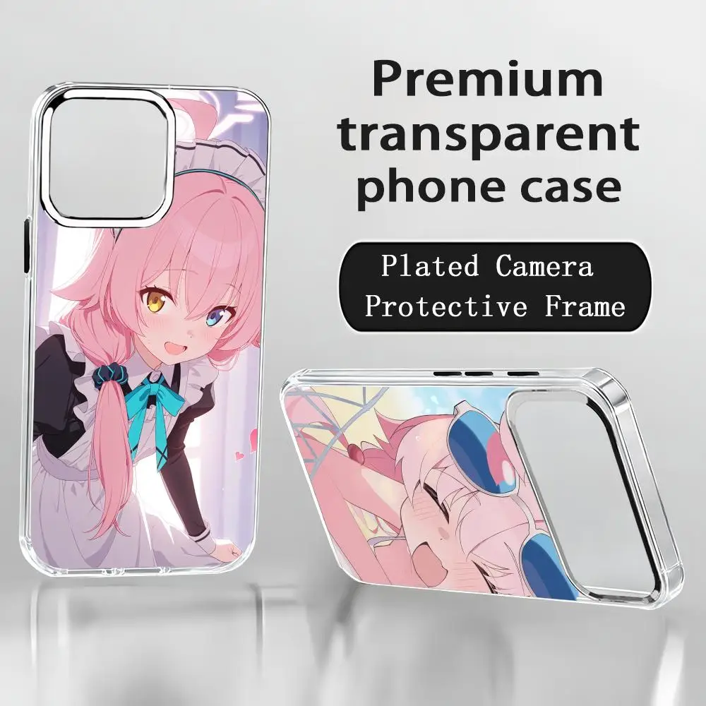 Blue Archive Hoshino Phone Case For iPhone 18 17 16 15 14 13 12 11 Pro Max Plus Chrome Button Camera Ring Transparent