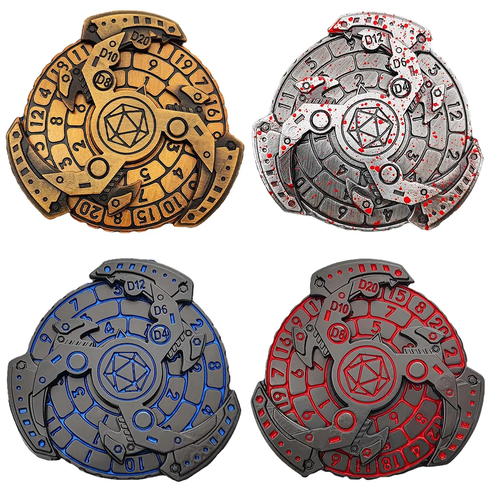 7-in-1 Vingertop Gyro Stijl Dnd Metalen Dobbelstenen Metalen DND Roulette Dobbelstenen Spinner Fidget Dobbelstenen Spinner voor TRPG MTG Dungeons and Dragons