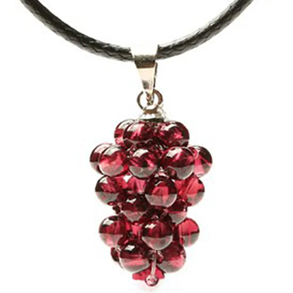 Garnet Grape Pendant Women's Necklace Reiki Healing Decoration Real Mineral Material Crystals Bead Raw Stone Jewelry