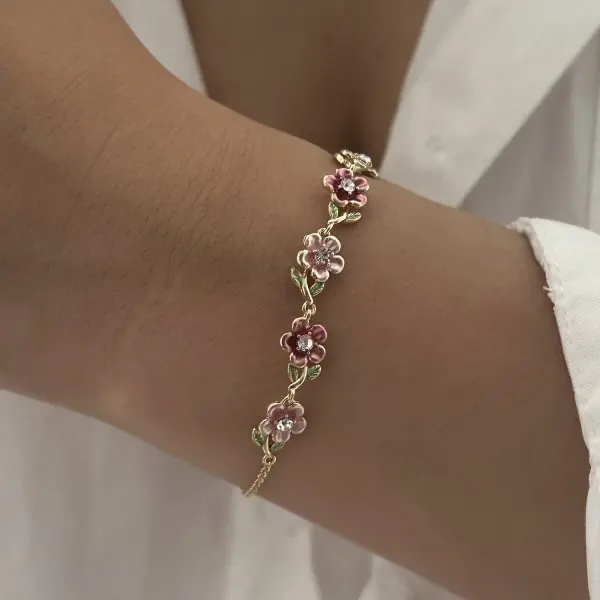 Women's Adjustable Cherry Blossom Butterfly Bracelet, Charming