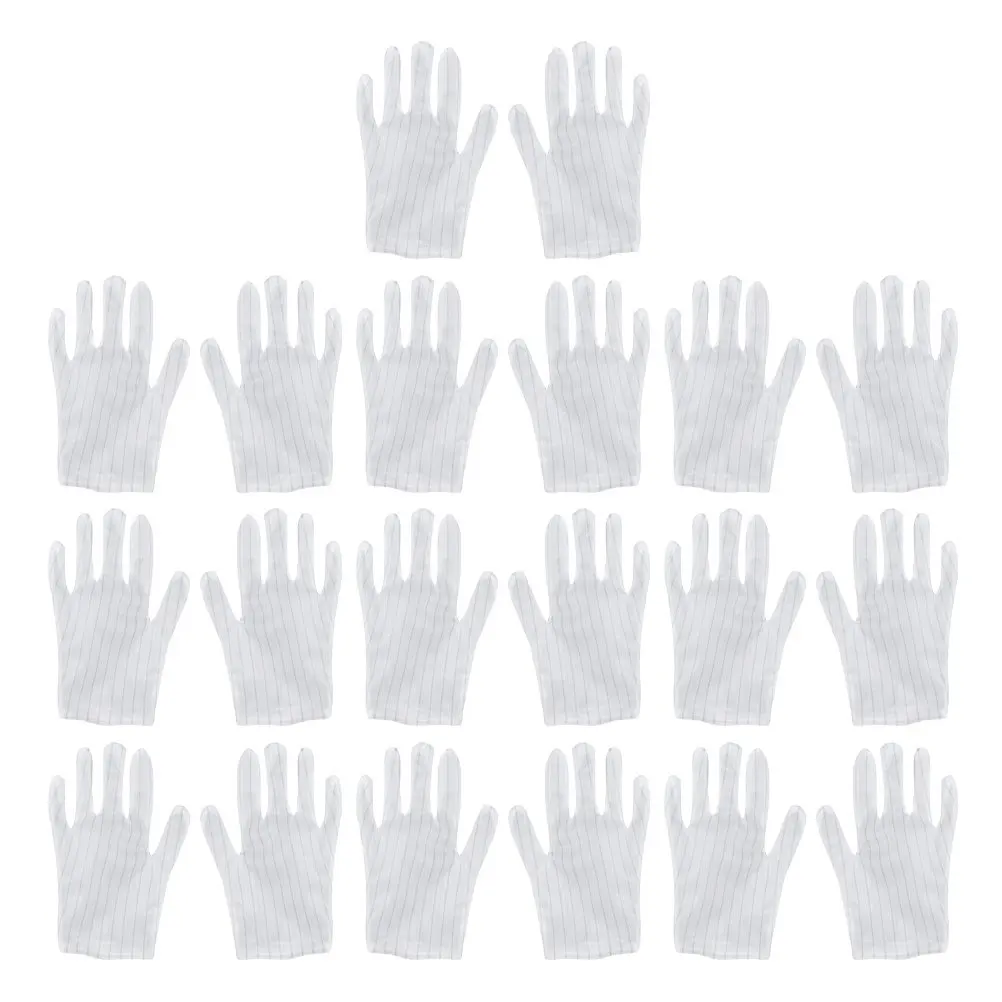

10Pair Anti-Static Gloves Lightweight Dacron Stripe Protective Workshop Gloves for Factory Mechanical Repair and Worker Use