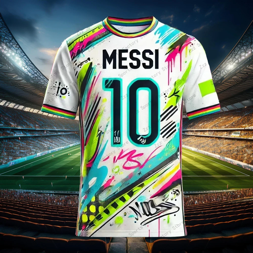 CHATGPT Street Graffiti Soccer Jersey for Kids and Adults, Special MESSI 10 Summer Tee, Intelligent Design Edition, New Kit