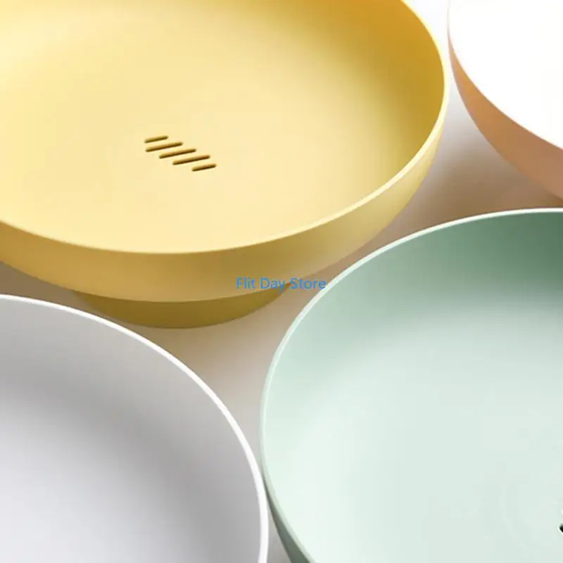F92C Fruit Dish Round Drain Fruit Basket Modern Container for Kitchen Counter