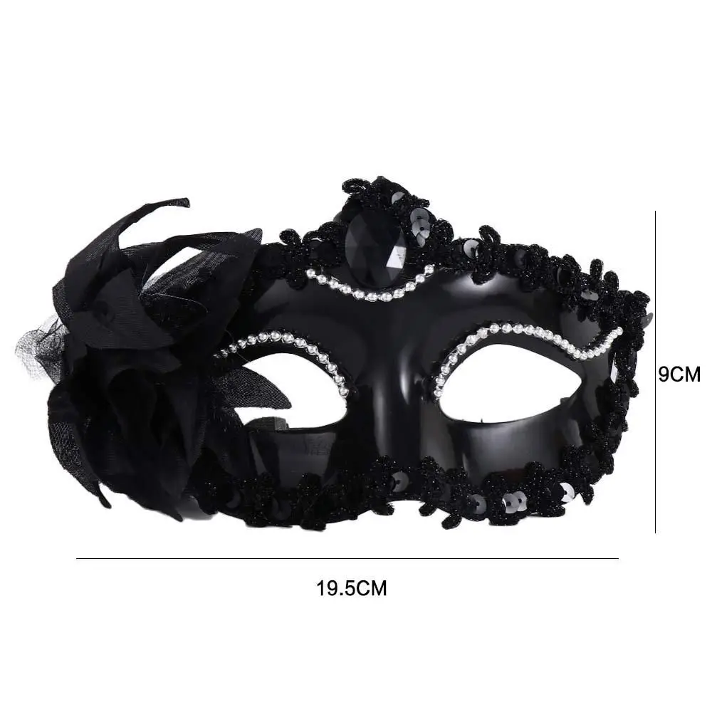 Half Faced Mask Flower Feather Decoration Prop Masquerade Prom Supplies Halloween Dance Mask Christmas Ball Party Dance Costume