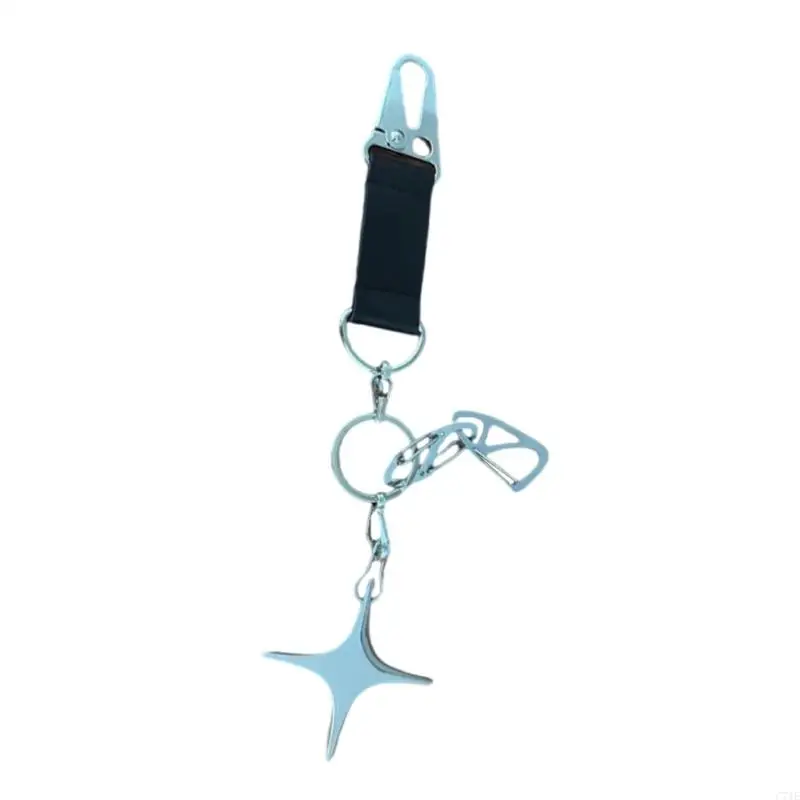 Unique Six Pointed Star Key Holder Stylish Alloy and PU Materials Portable for Trendy Individualistic Styles Seekers