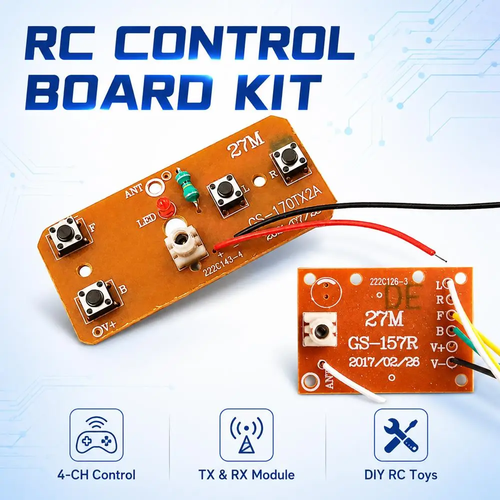 27MHz Remote Control Kit 4CH Wireless Transmitter Receiver Board Module Radio Frequency Signal Circuit DIY RC Car Toy Parts view 2
