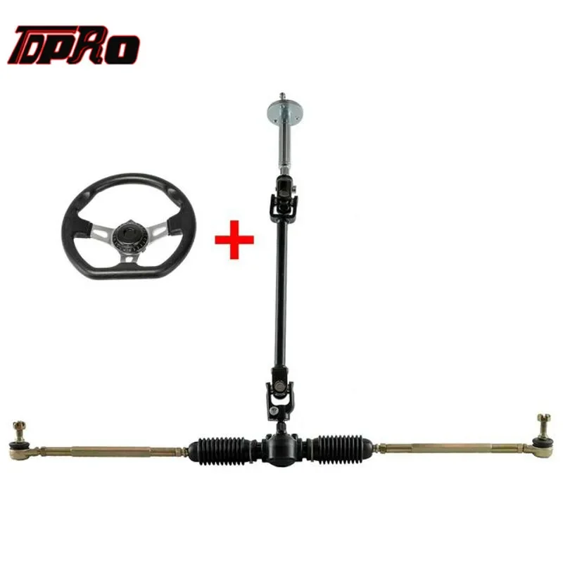 TDPRO Go Kart Steering Wheel Set Assembly Tie Rod Gear Rack Adjustable Shaft Kit Mini Bike Trik ATV Quad Buggy Parts