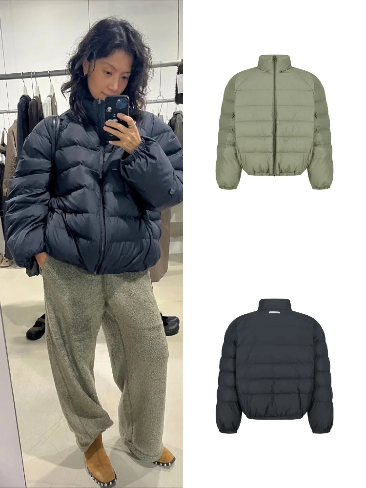 Lekka kurtka puchowa z wysokim kołnierzem, luźny krój, męska, codzienna, idealna do dojazdów do pracy, ciepła kurtka puchowa dla kobiet i mężczyzn.