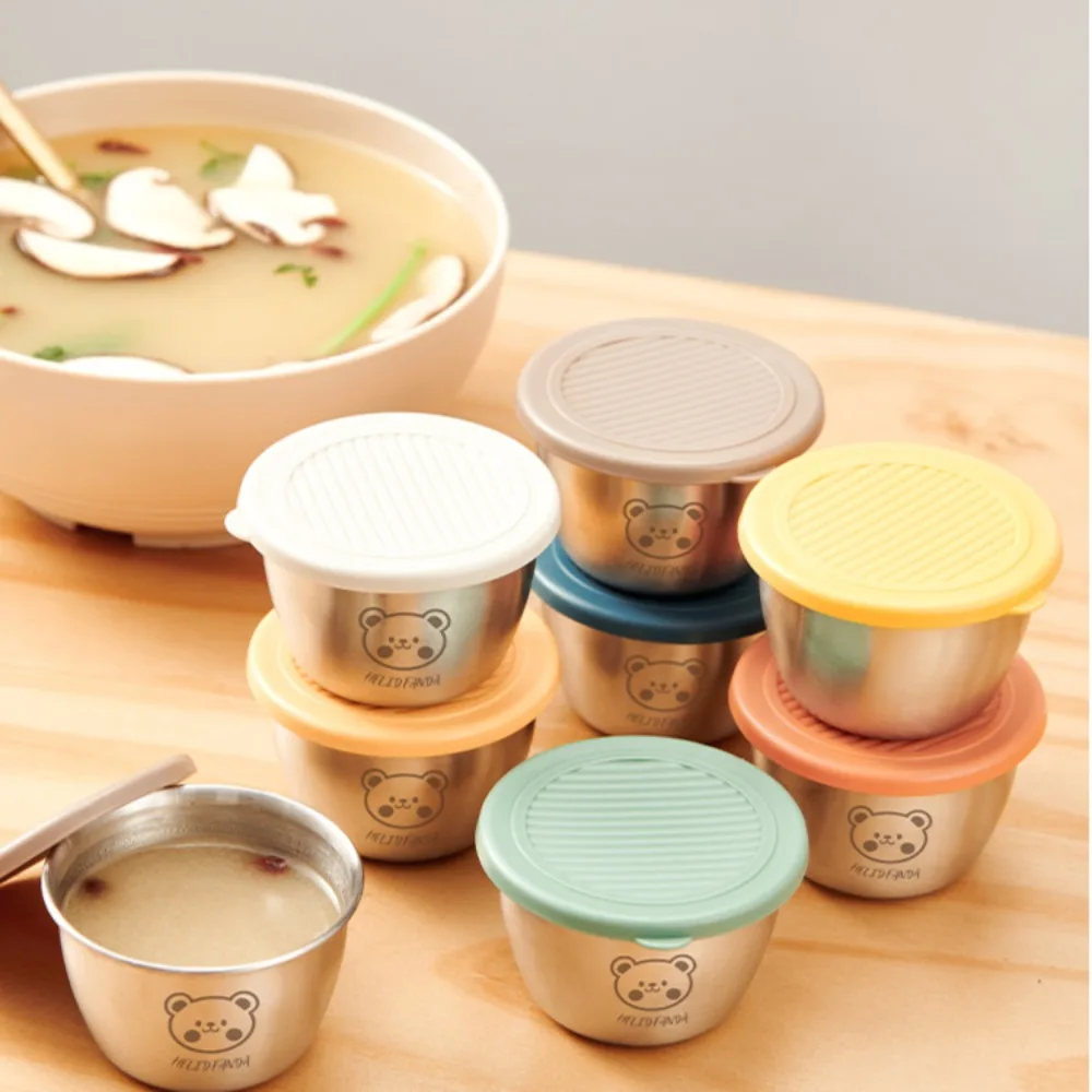 Portable with Sealed Lid Seasoning Box Leak-proof 304 Stainless Steel Small Storage Box Silicone Cover Condiment Containers