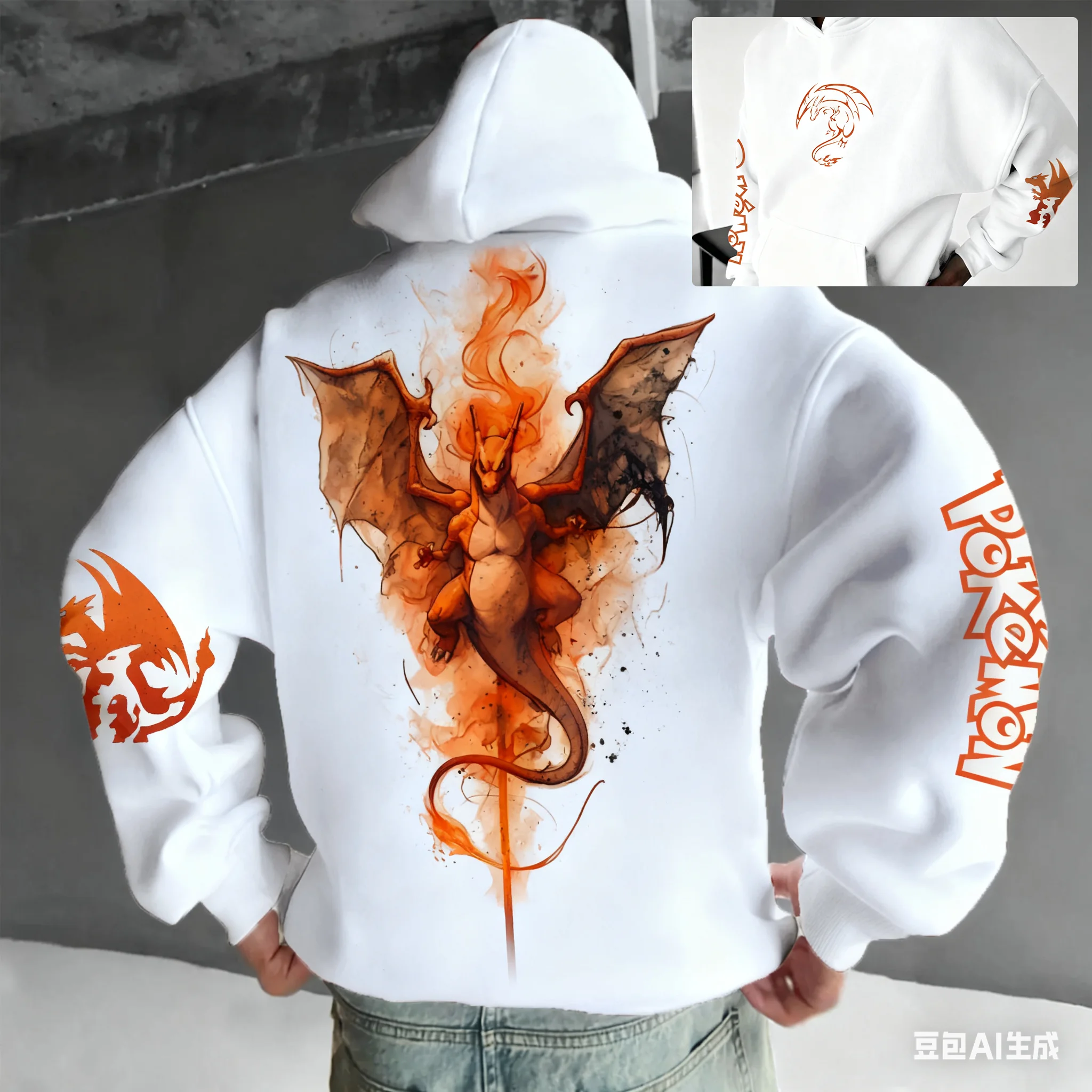 Pikachu mannen en vrouwen volwassen kinderen off-shoulder jas Pokemon Elements bedrukte lente en herfst veelzijdige casual hoodie