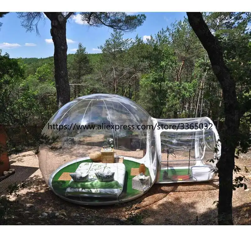 Outdoor Camping Clear Bubble House, nadmuchiwany przezroczysty namiot kopułowy