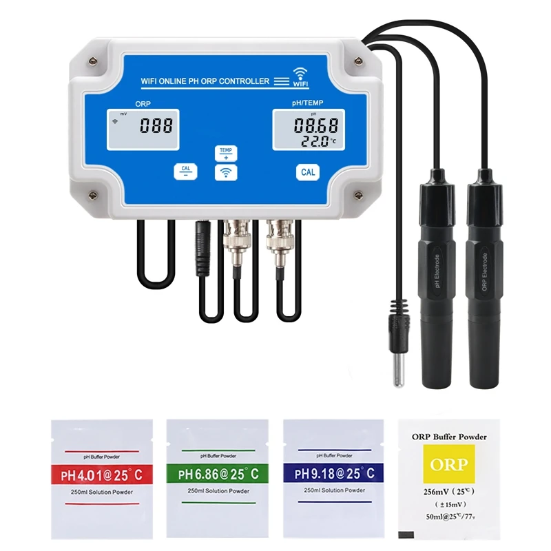 AT14 W2839 3-In-1 Wifi Water Quality Detector PH/ORP/TEMP Electrode BNC Type Probe For Aquarium Hydroponics Monitor