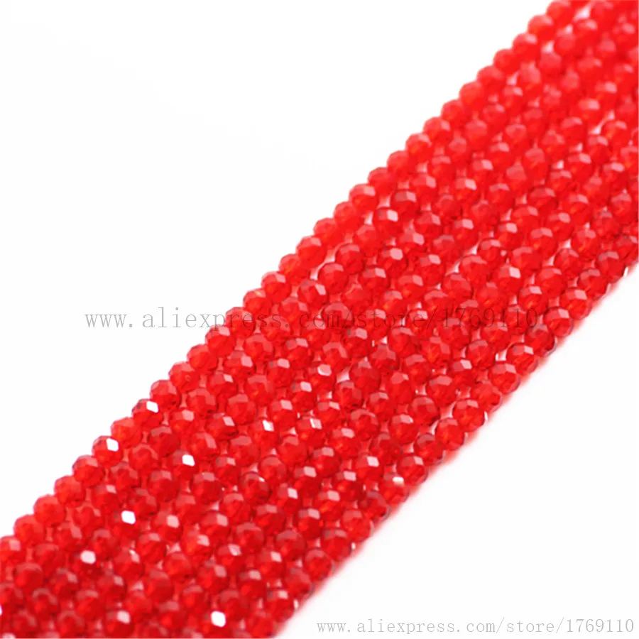 Isywaka Red Color 170pcs 2mm Rondelle Austria faceted Crystal Glass Beads Loose Spacer Round Bead for Jewelry Making