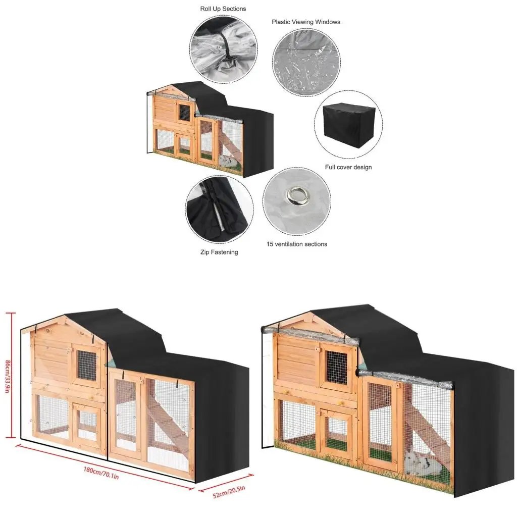  Rabbit Hutch Cover Dust Proof Moisture Resistant Cage Covers Pointed for Triangle Crate Cover for Pets House Accessories