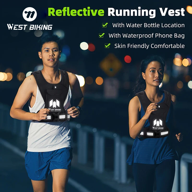 Reflective Running Backpack Lightweight Running Chest Pouch Breathable Mesh Vest Bag Running Adjustable Buckle for Men Women