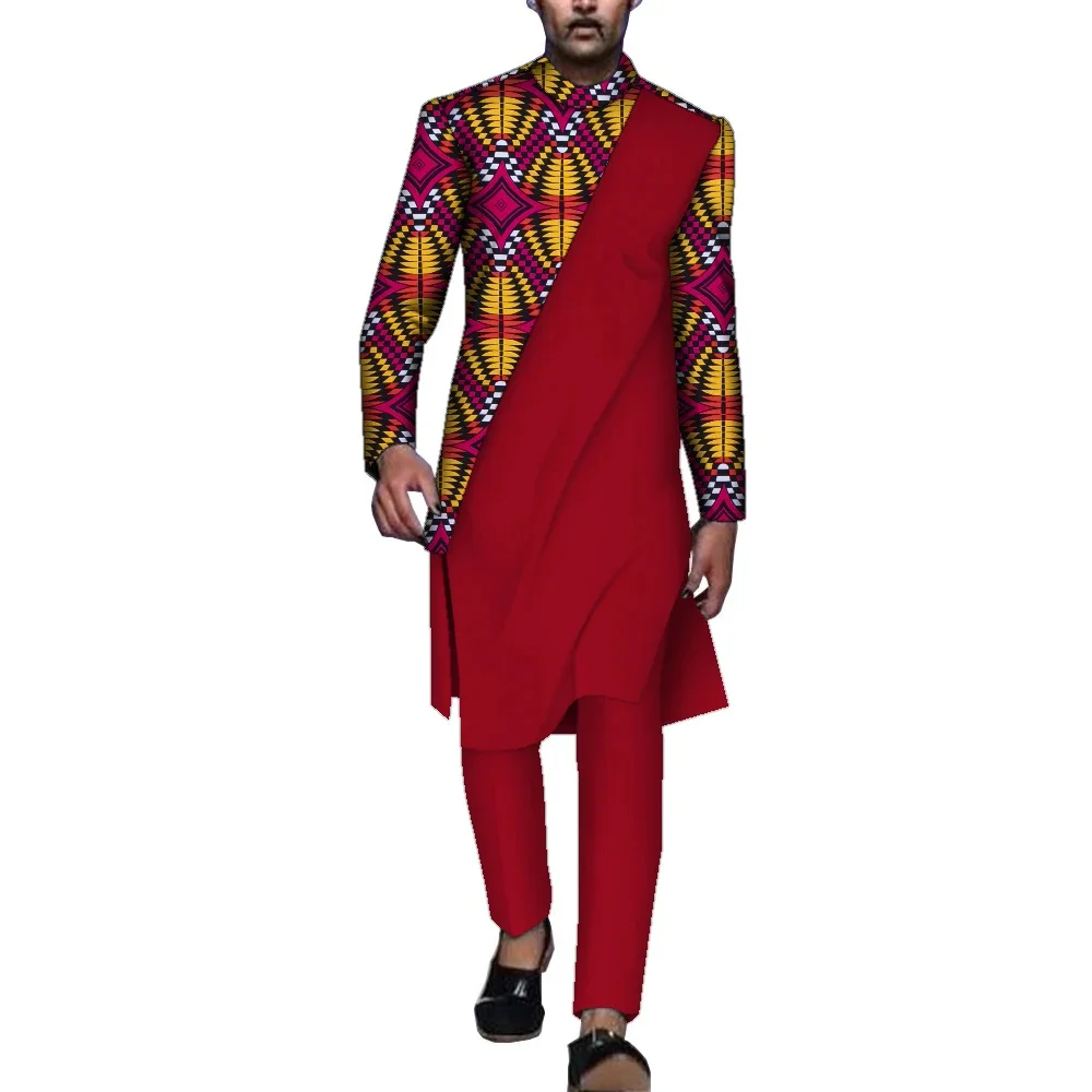 Dashiki Elegant Wedding Suit for Men Shirt Trousers 2PCs Men's Sets Kaftan African Ethnic Casual Traditional Outfit Men Clothing