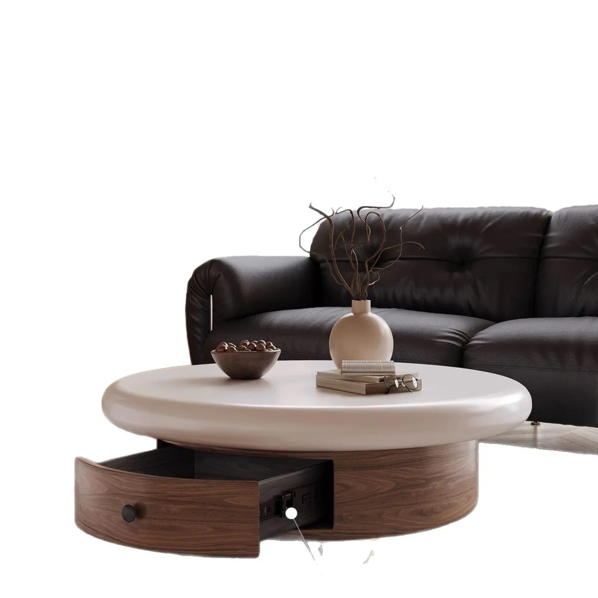 Cream combination coffee table small apartment light luxury modern simple living room home new round creativity