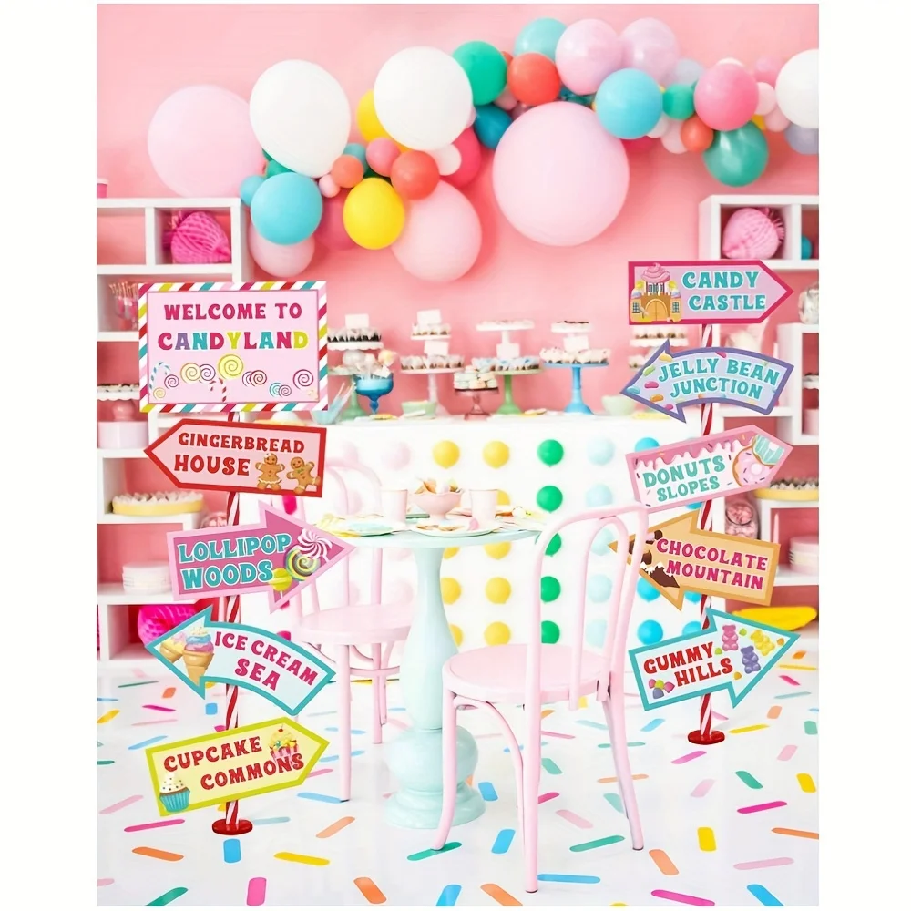 20 PCS Candyland Party Decorations-Candy Land Party Signs-Welcome Candyland Birthday Party Photo Prop-Sweet Candy Theme Party