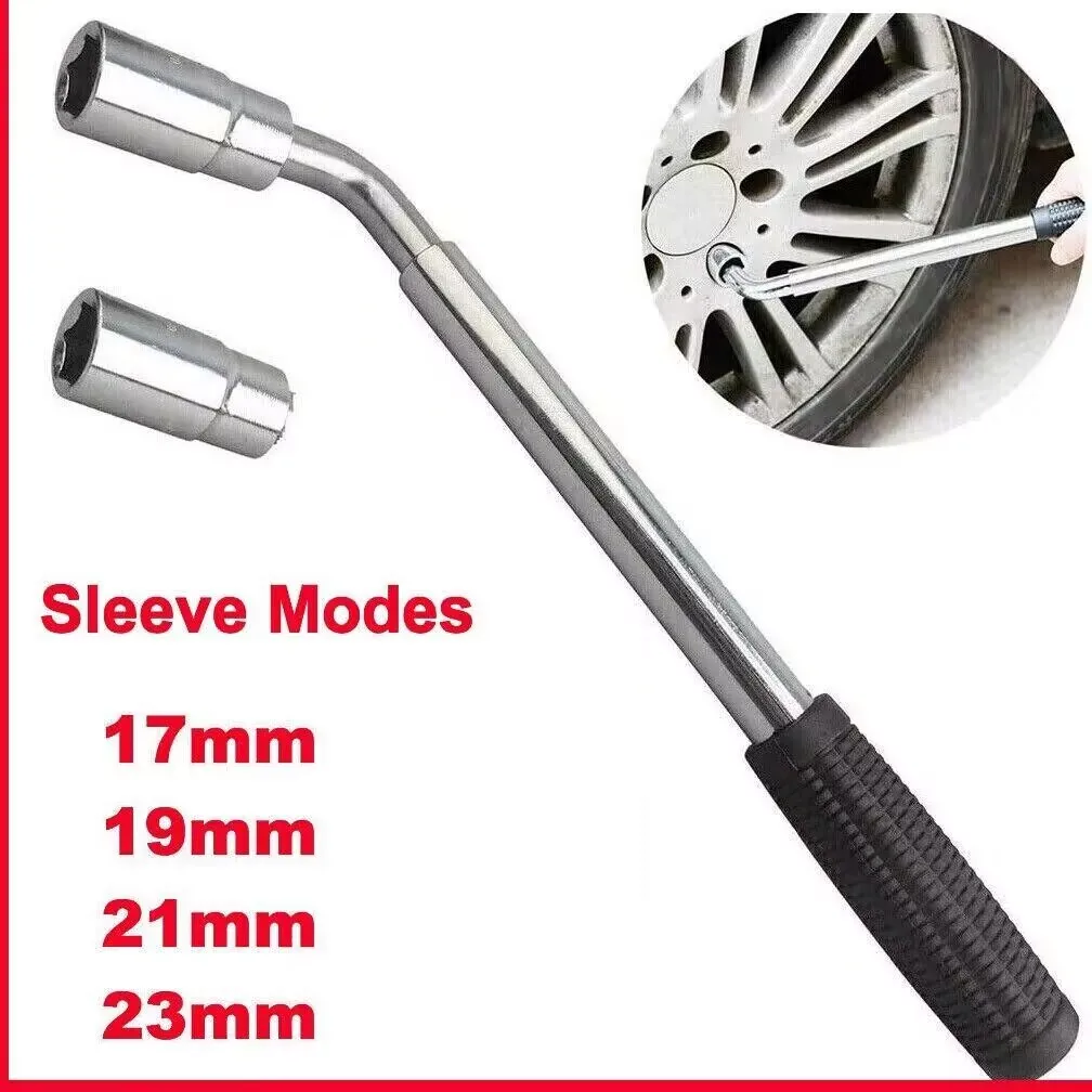 Extendable Wheel Wrench Telescopic Brace Socket Car Van Tyre Nut 17 19 21 & 23mm