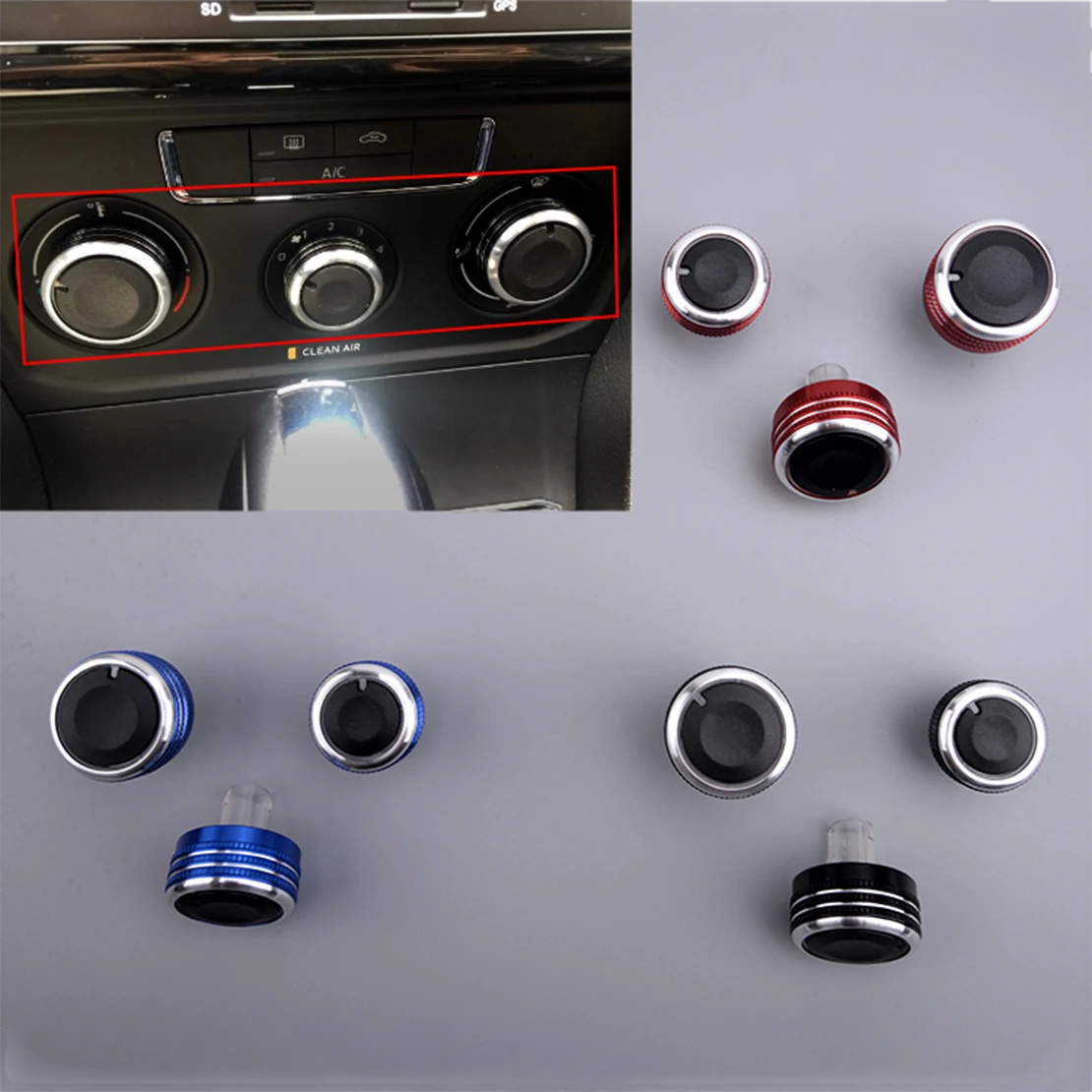 3Pcs Air Condition Heater Control Switch Button Knob Fit for VW Golf MK5 MK6 Sirocco MK3 Jetta Passat Caddy Typ 2K EOS Tiguan