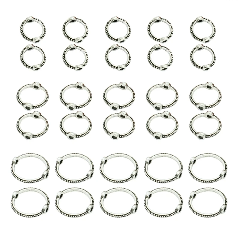 30Pcs Ring Bail Bead Caps for Jewelry Making Hollow Bead Caps Spacers End Caps for DIY Jewelry Bracelet Necklace Earring