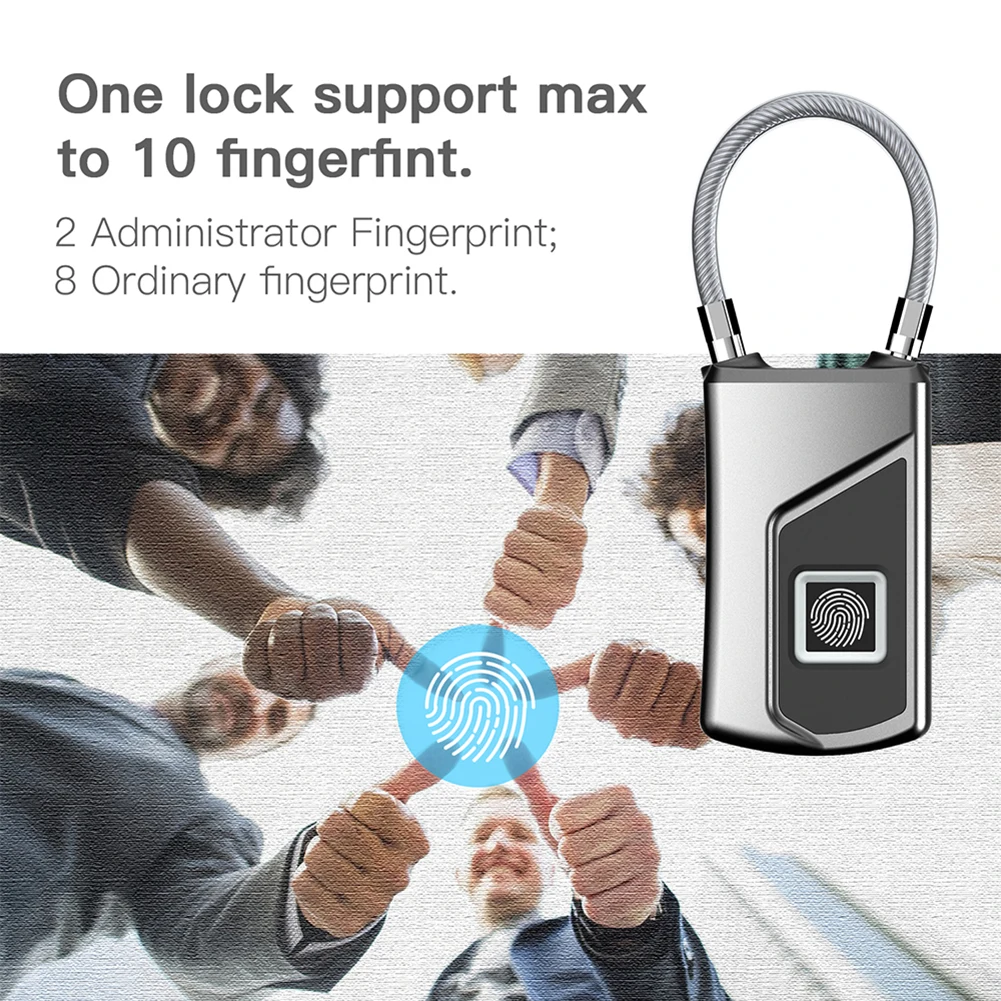 Intelligent Fingerprint Lock Portable Keyless Fingerprint Padlock Waterproof USB Rechargeable for Door Suitcase Backpack Locks