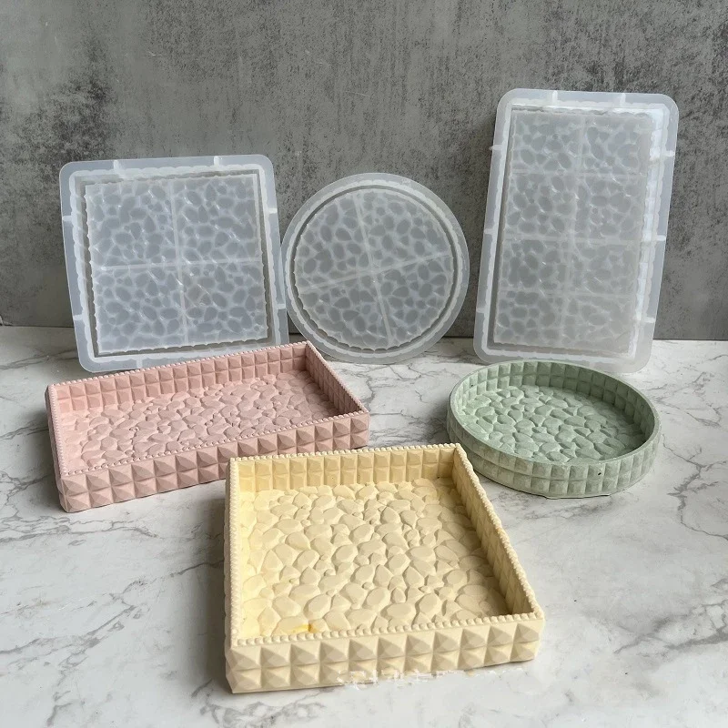 Diamond Crystal Tray Clay Silicone Mold DIY Handmade Craft Art Jewelry Storage Plates Cement Concrete Silica Molds for Organizer