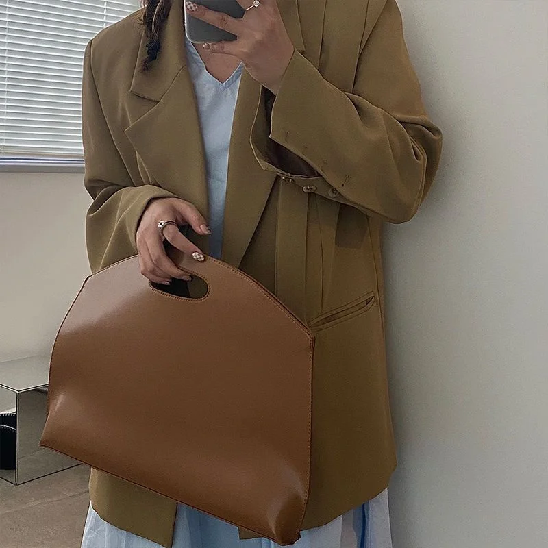 Women's Handbag New Large-capacity File Bag Fashionable Versatile Commuter Bag Leather Briefcase Envelope Clutch Bag view 4