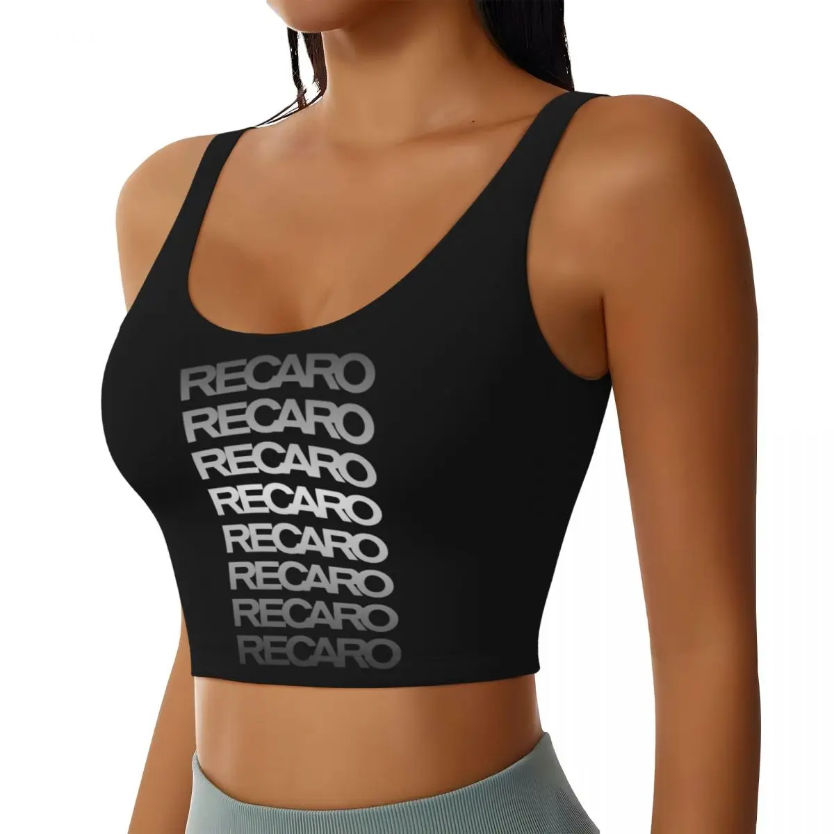 Custom Recaros Logo High Impact Sports Bras for Women Seamless Workout Yoga Crop Tank Tops