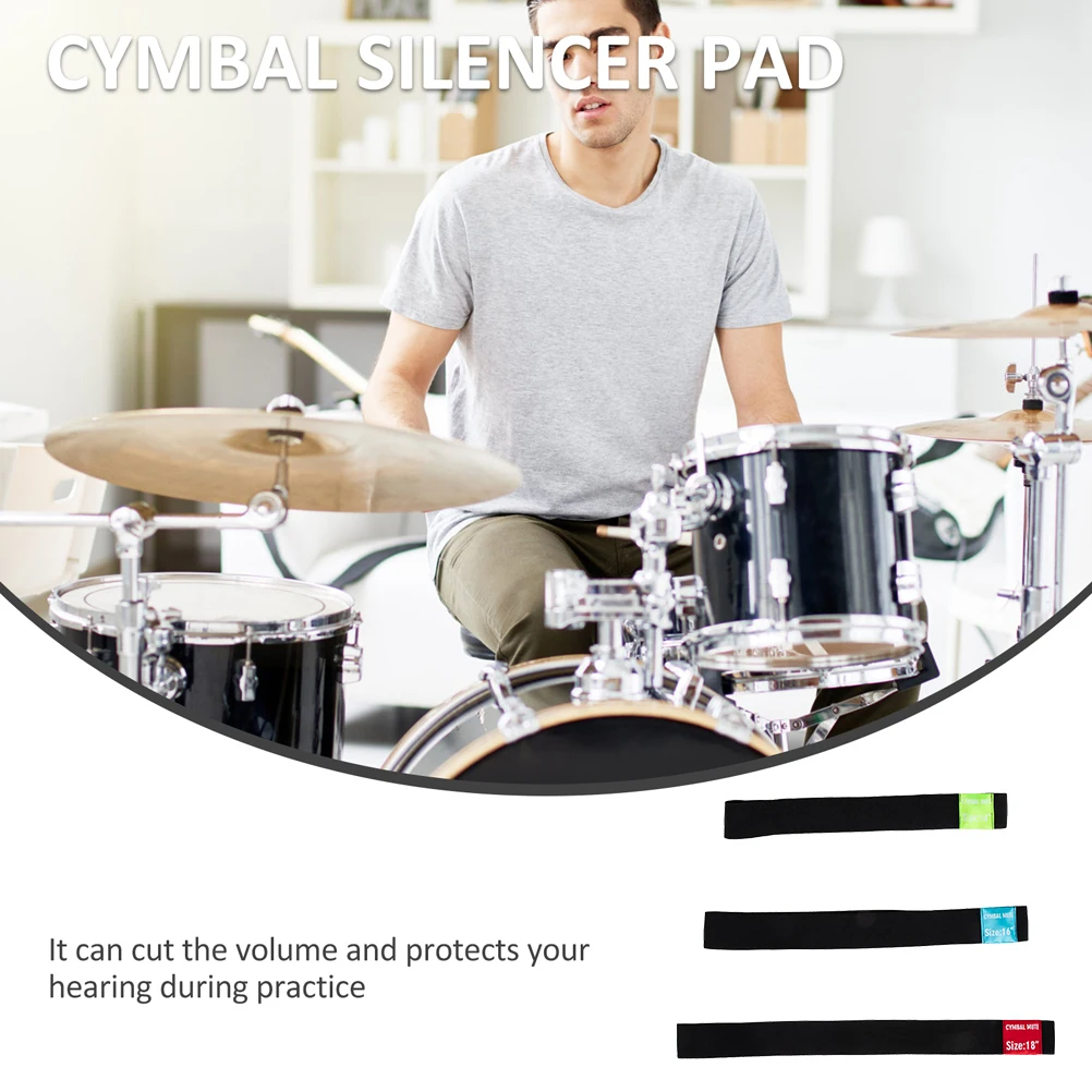 

3pcs Cymbal Drum Pads Percussion Mute Belt Elastic Ring Circle Silencers 14 16 18 Inch Cymbal Parts Accessories Low