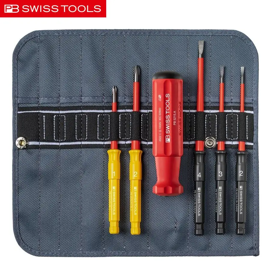 PB SWISS Insulated Screwdriver Set with Case 6-Piece 1000V VDE Test Screwdriver Handle with Bit Set NO.PB 5216.SU