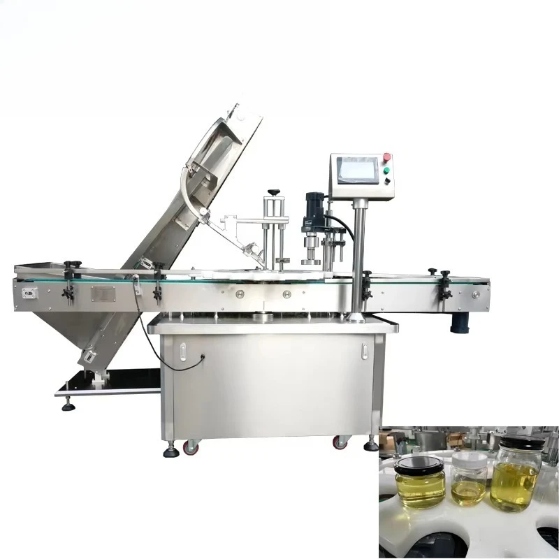 Industrial Container Lug Capping Machine Full Automatic Plastic Bottle Glass Jar Capping For Coconut Oil Production