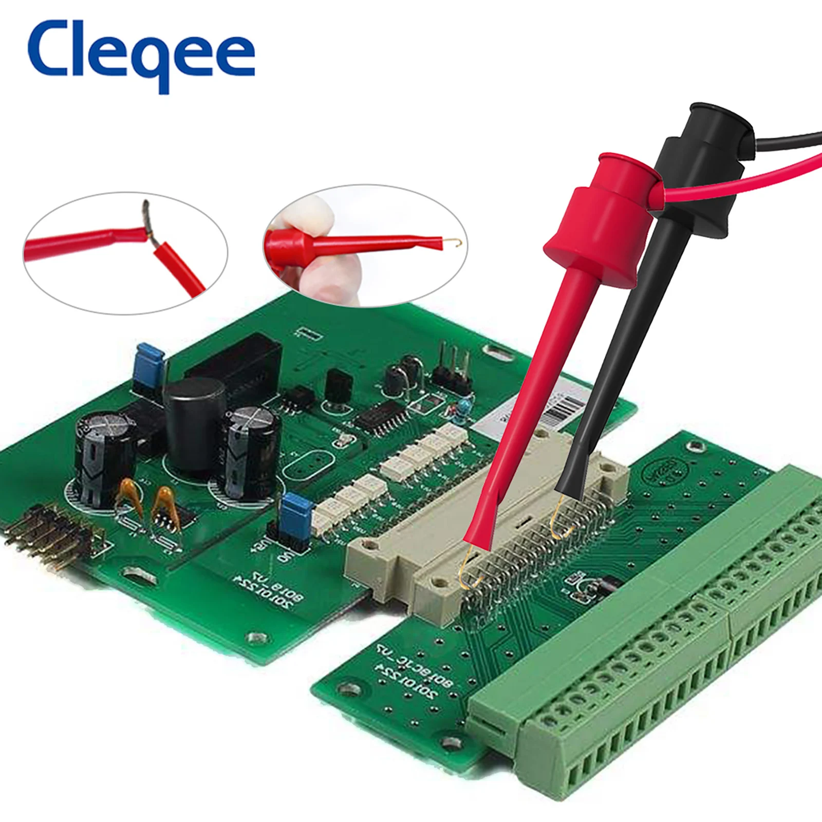 Cleqee P1308B-3 2PCS 4mm Stackable Banana Plug to Test Hook Clip Test Leads Cable 100cm Wire  Electrical Minigrabber Connector