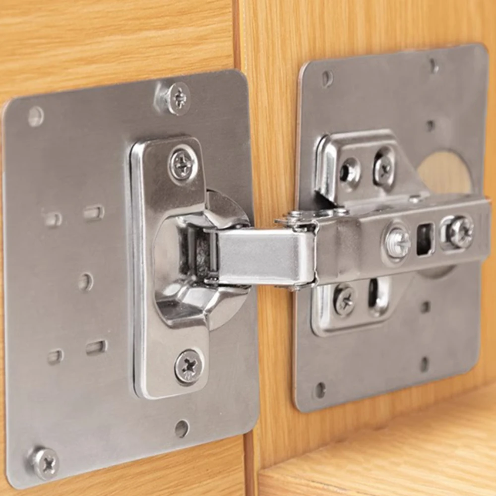 

2pcs Kitchen Cabinets Door Hinges Repair Plate Stainless Steel Cupboard Drawer Furniture Hinges Repair Kit Fittings Fixed Plates