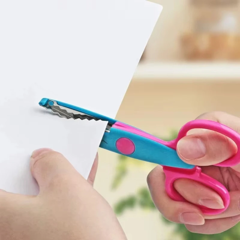 طالب DIY بها بنفسك ألبوم اللون مقص الدانتيل الزخرفية مقص اليد مريحة قطع الورق مقص مقص السلامة الفنية جديد #5