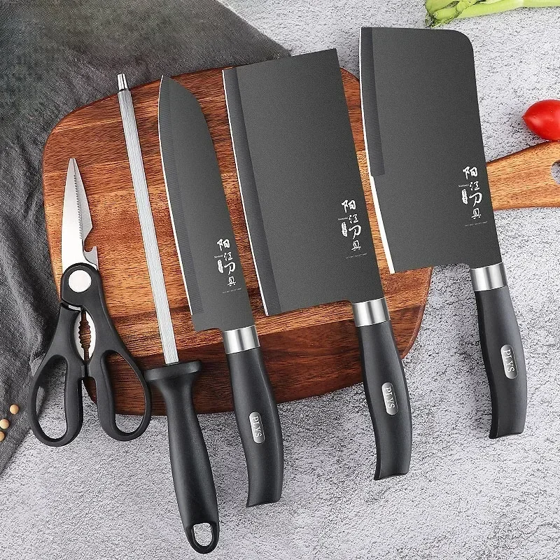 High quality Black Steel Knife set Home multi-functional sharp Bone cutting knife, chef\'s slicing knife, kitchen accessories