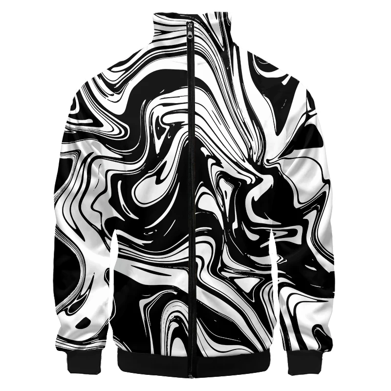 3D Printed Black White Gradient Paint Men's Zipper Jacket Summer Casual Motorcycle Coat Men's Clothing Handsome Man Tops Jackets