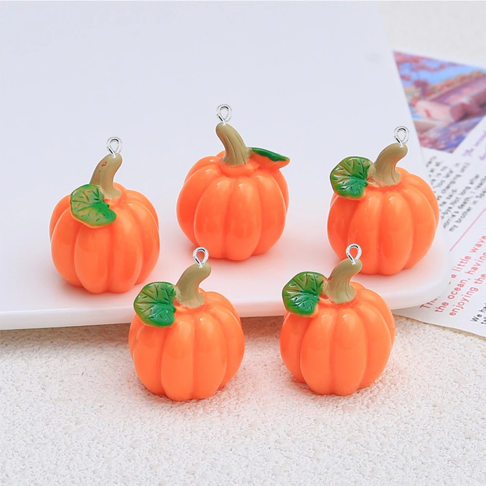 5PCS 3D Pumpkin Series Flat Back Charms For Earrings Bracelet Hairpin DIY Jewelry Pendants Decoration Accessories