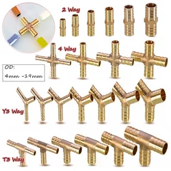 Encaixes de tubulação do conector do pagode, cobre encaixe de bronze, 2, 3, 4 maneira, reta, L, T, Y, cruz para o gás, tubo de água, 4mm-19mm, 1 PC