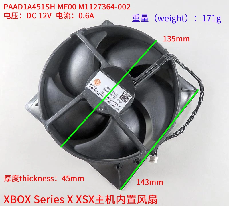 Original fan For XBOX Series X 4 Pin Heat Sink Cooler Inner XBOX Series x/s Game Controller PAAD1A451SH MF00 M1127364-002