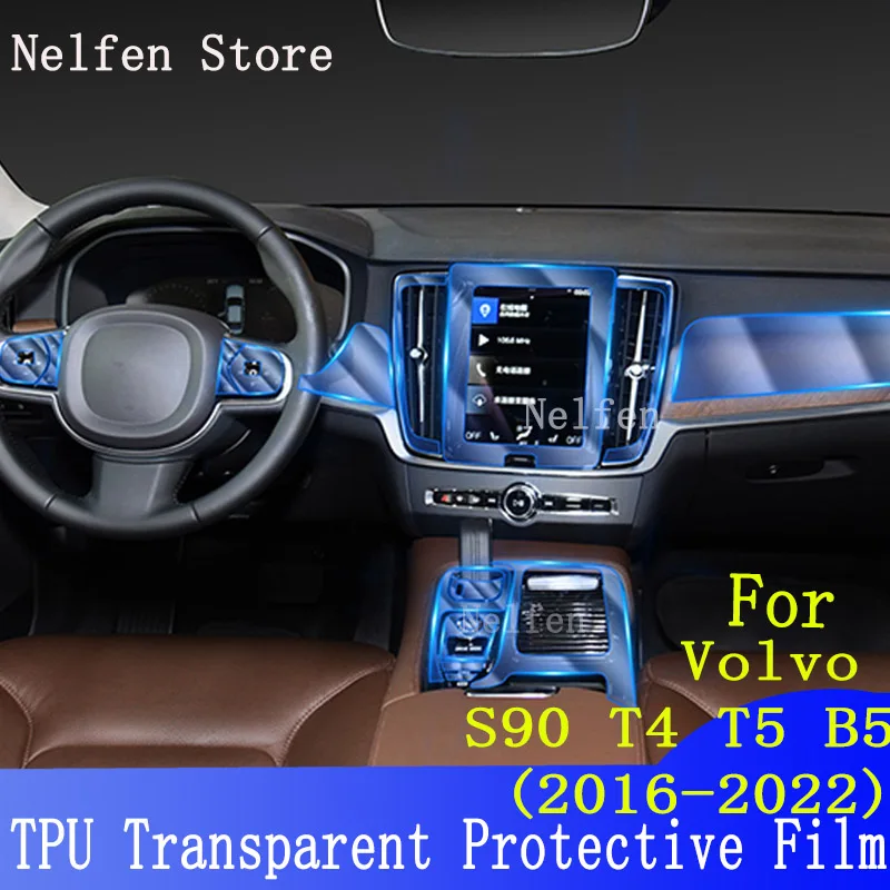 

Car Interior For Volvo S90 T4 T5 2016-2022 Center console Transparent TPU Protective film Anti-scratch Repair film Accessories