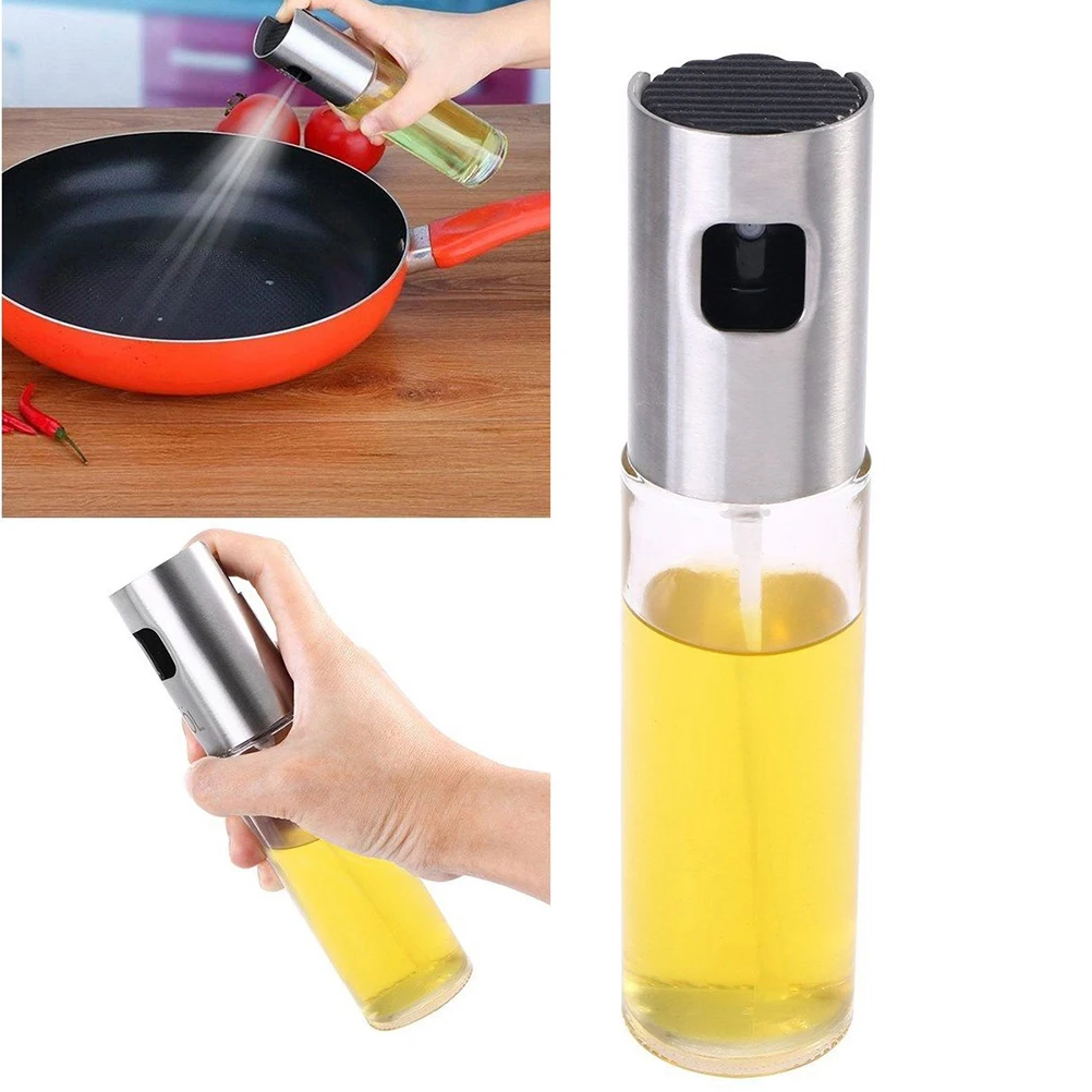 

2 Pcs Oil Dispenser Glass Sprayer Stainless Steel 4x4x17 5cm Baking Cooking Sauce Bottle Kitchen Tool Oil Vinegar