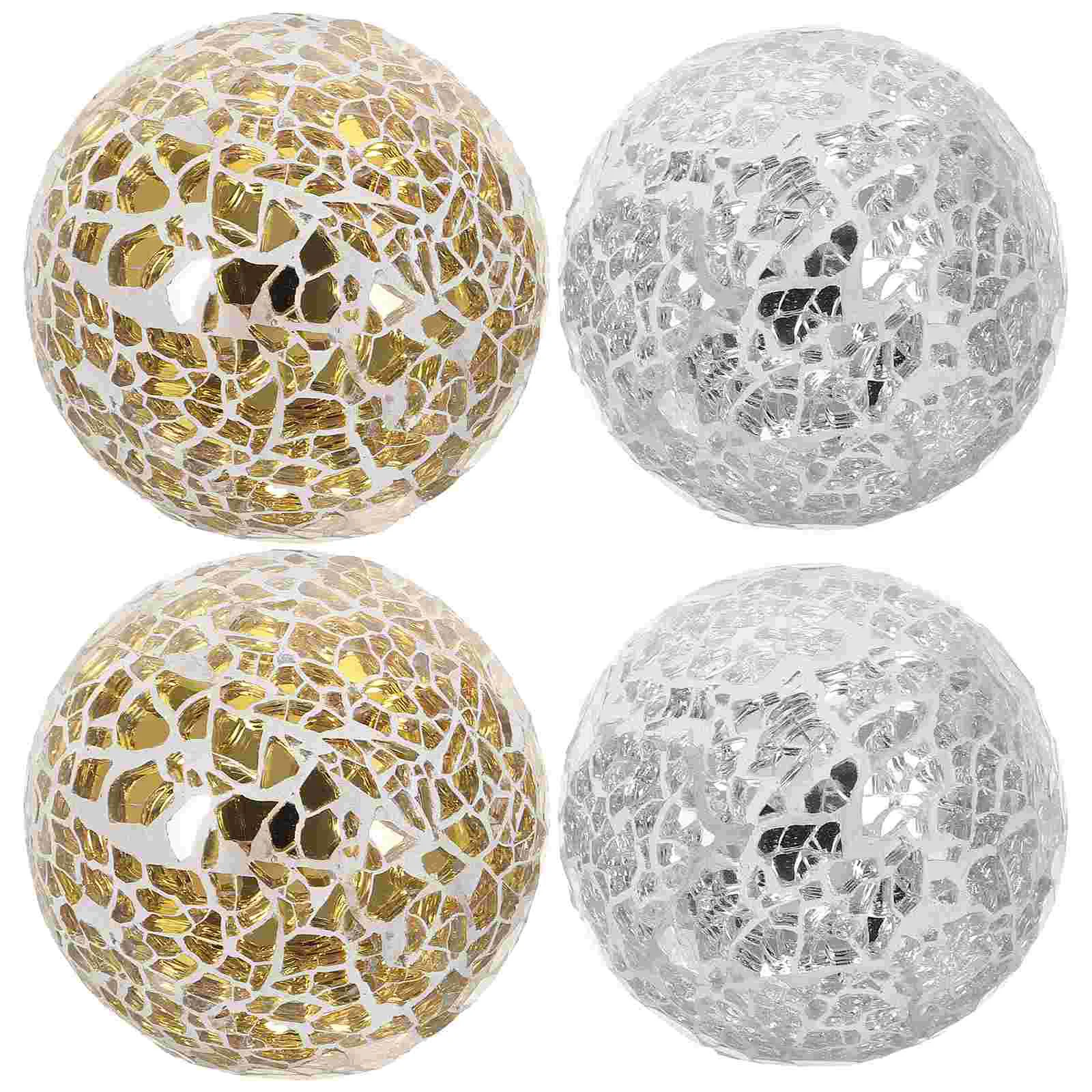 

4 Pcs Mosaic Ball Home Desktop Ornament Decor High Quality Sphere Foam Decorative Household