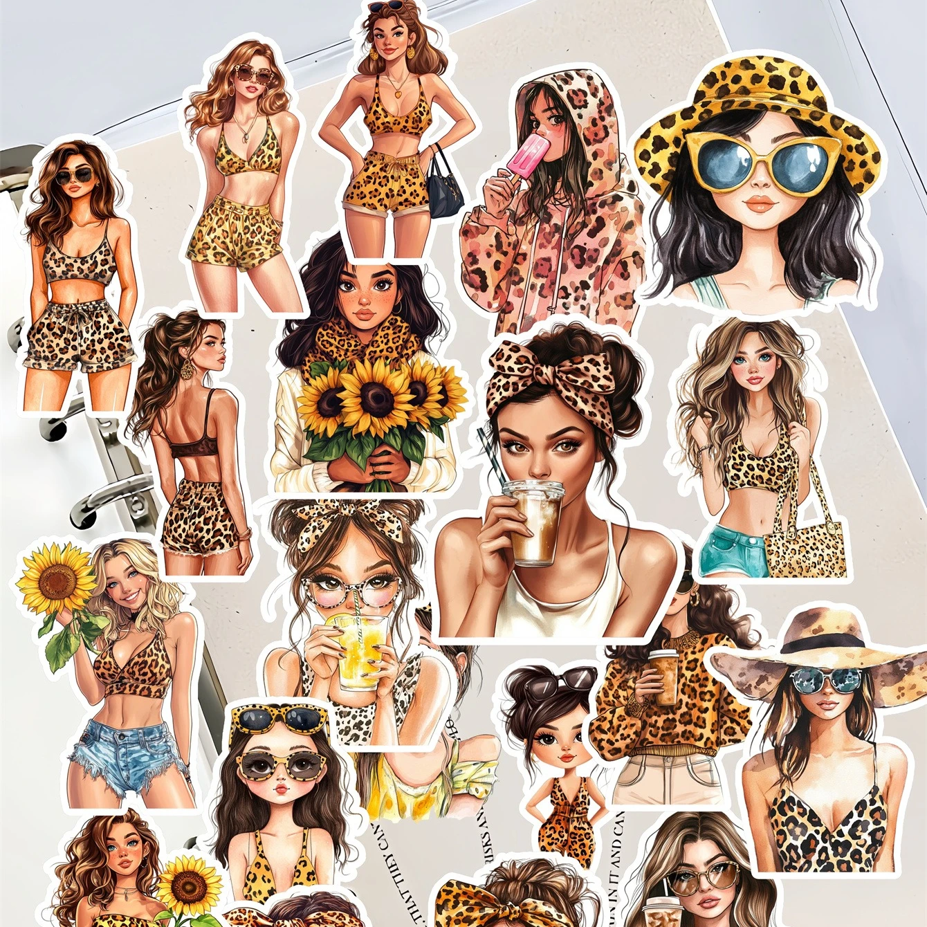 

20 шт., летние модные трендовые сексуальные наклейки с леопардовым принтом для девочек, скрапбукинг/сделай сам, ремесло, фотожурнал, декор, альбом, дневник, канцелярские принадлежности